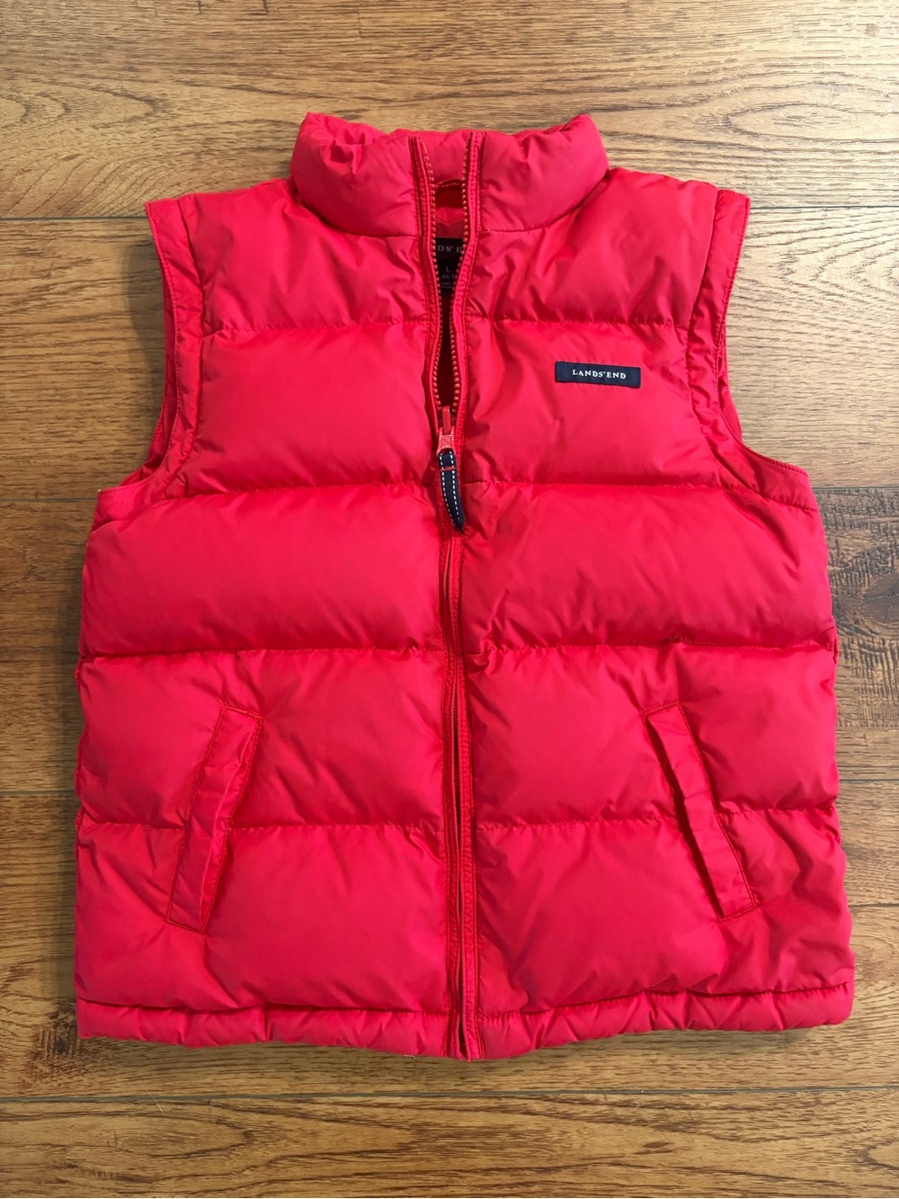 Lands’ End Kids Red Goose Down Puffer Vest Size L 6X-7